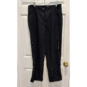 Chico's Black Roll Cuff Lightweight Pants Womens Mid-Rise Size 2‎ 12/14